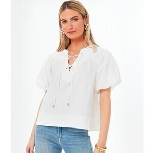 Tuckernuck Pomander Place Robbie White Tie Front Top Size XS